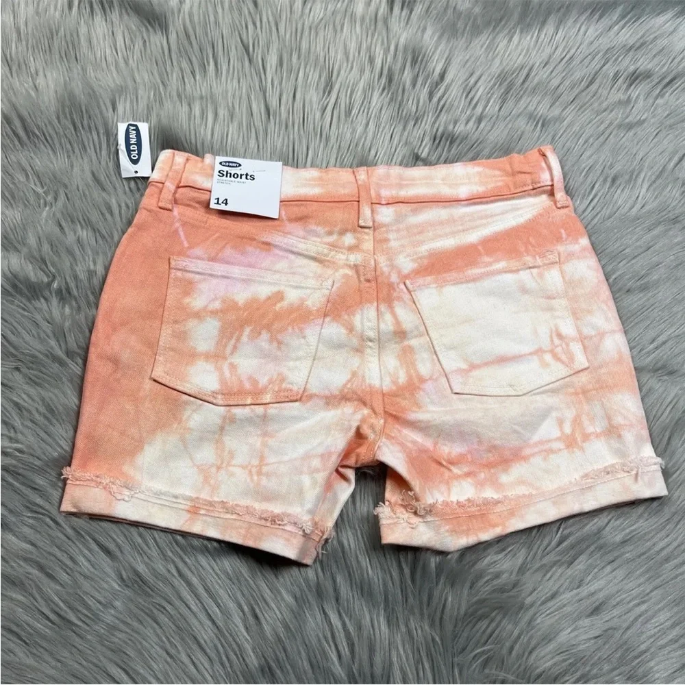 Old Navy Girls Orange Tie Dye Cuffed Shorts Size 14 Mid Length